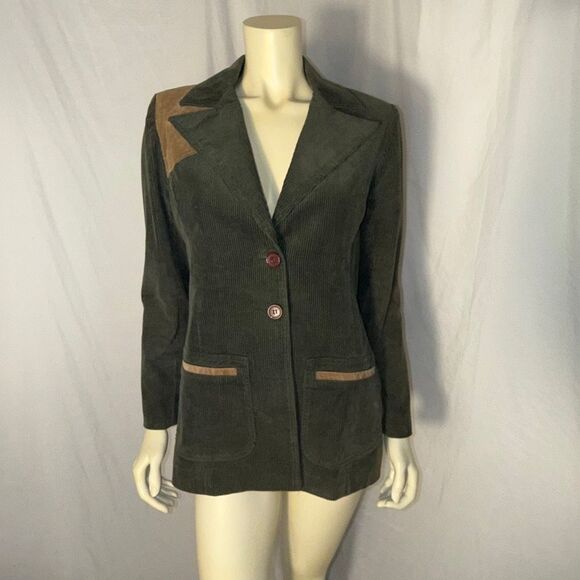Olive Green Corduroy Sport Coat | Elbow Patches | Equestrian Academia Style | 90 - Picture 1 of 16